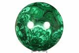 Flowery, Polished Malachite Sphere - DR Congo #298476-1